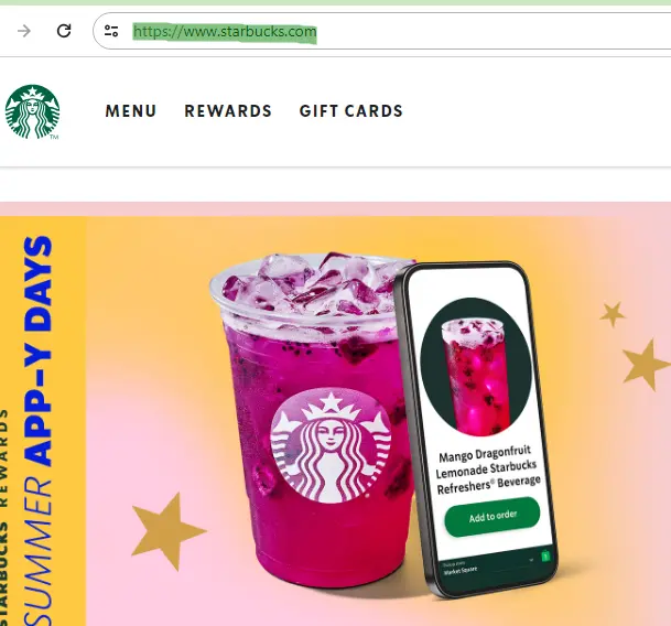 starbucks site screenshot